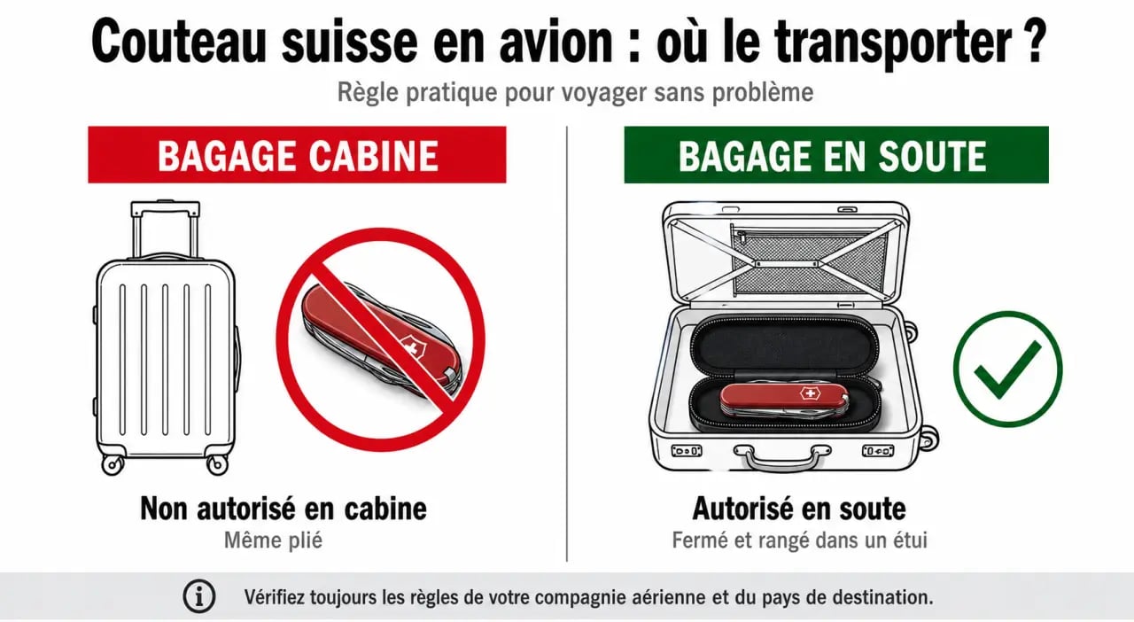 Couteau suisse voyage : règles visuelles pour la cabine et la soute en avion
