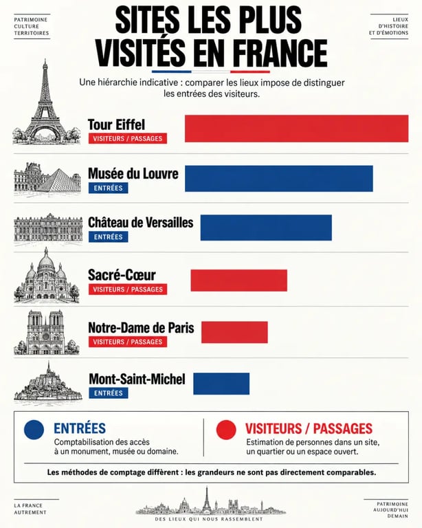 Infographie des sites les plus visités en France et de leur fréquentation touristique