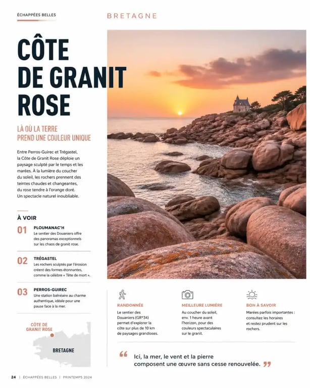 Destination idéale vacances en famille France : côte de Granit Rose en Bretagne
