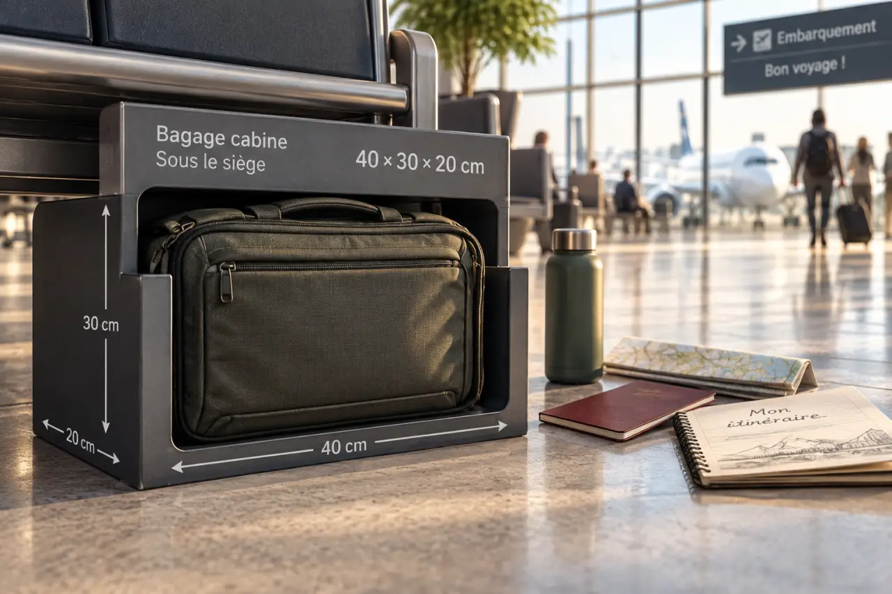 Bagage 40 x 30 x 20 cm : le format sous-siège à mesurer rempli