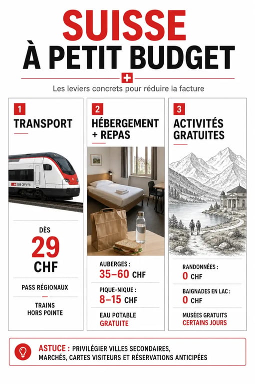 Voyage en suisse pas cher : budget transport, hébergement et repas en Suisse