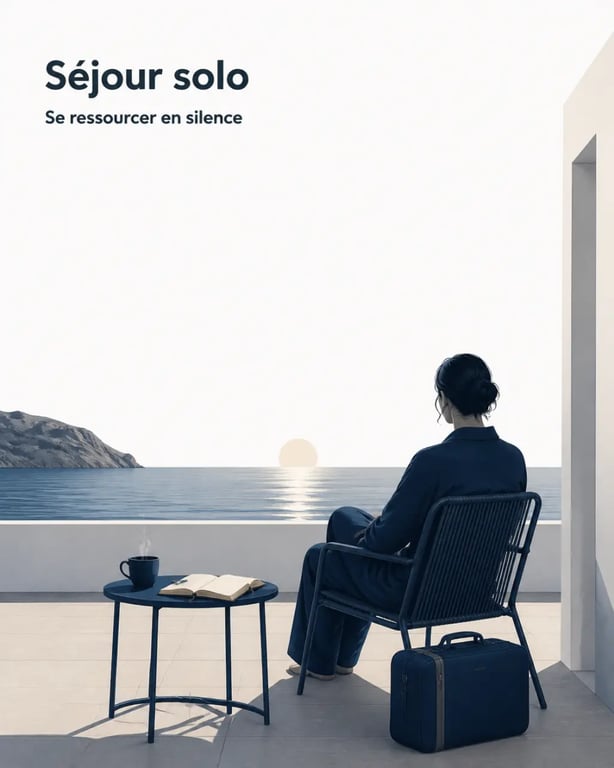 Séjour pour se ressourcer seul en bord de mer, ambiance calme et lumineuse